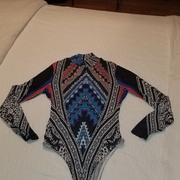 Mesh top black body suit with snap bottom - Picture 10 of 15